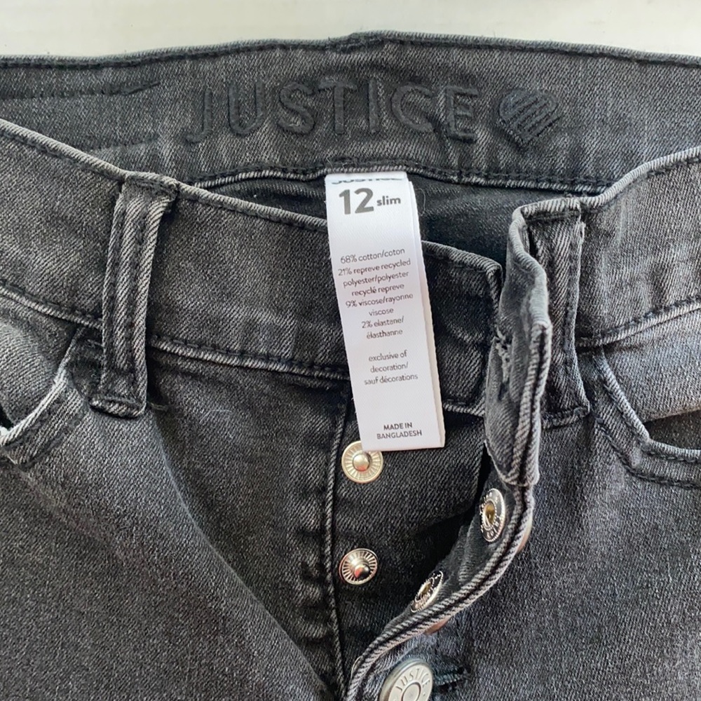 Girls 12 Slim Black Justice Jeans